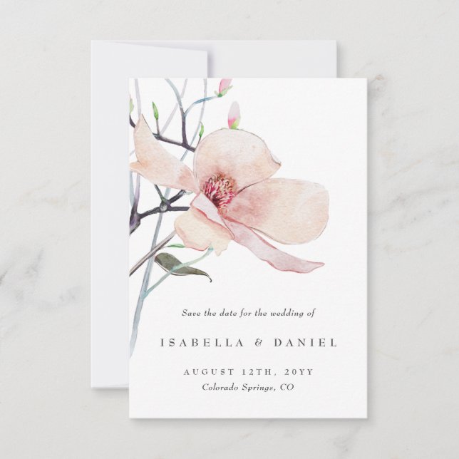 Invitación Delicada boda de Magnolia Guardar la fecha (Anverso)