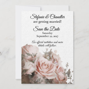 Invitación Delicada boda de Rosas rosa claro Guardar la fecha