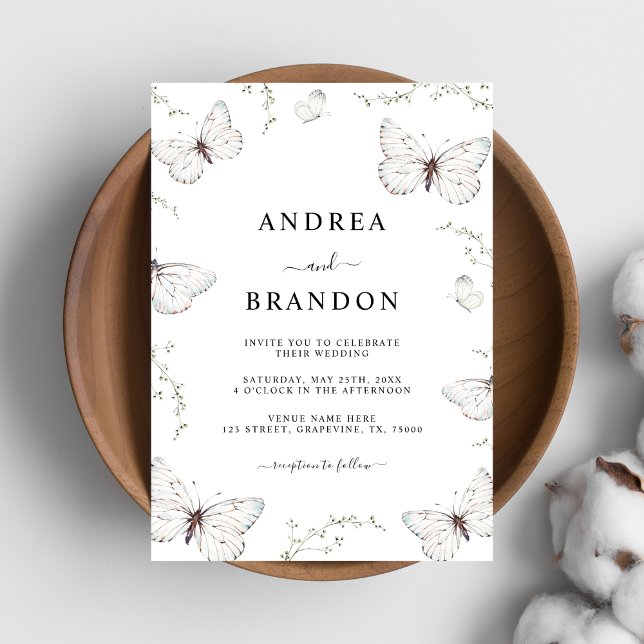 Invitación Delicada boda en el jardín de mariposas blancas to (Subido por el creador)