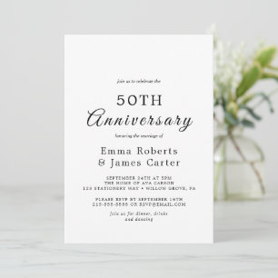 Invitación Delicada Caligrafía 50 Aniversario de Boda 