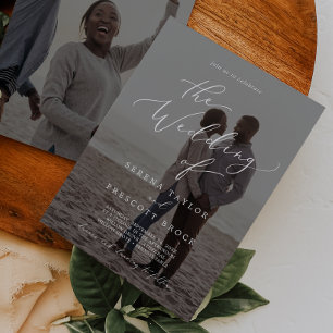 Invitación Delicada caligrafía Boda de superposición de foto
