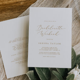 Invitación Delicada caligrafía de oro Bachelorette Weekend