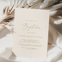Delicada caligrafía de oro | Bautismo crema