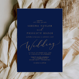Invitación Delicada caligrafía de oro | Boda de la Marina