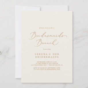 Invitación Delicada caligrafía de oro Cream Bridesmaids Brunc