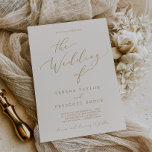 Invitación Delicada caligrafía de oro | Cream El Boda De<br><div class="desc">Esta delicada invitación a una boda en crema de caligrafía dorada es perfecta para un boda moderno. El romántico diseño minimalista presenta una encantadora y elegante tipografía de champán amarillo dorado sobre un fondo de marfil crema con un aspecto limpio y sencillo.</div>