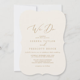 Invitación Delicada caligrafía de oro | Cream We Do Boda