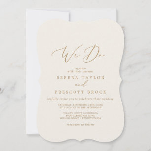 Invitación Delicada caligrafía de oro   Cream We Do Boda