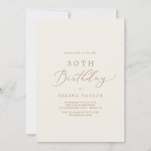 Delicada caligrafía de oro | Crema 30 cumpleaños