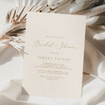 Invitación Delicada caligrafía de oro | Ducha de novia crema<br><div class="desc">Esta delicada caligrafía dorada crema de ducha de novia es perfecta para una moderna ducha de boda. El romántico diseño minimalista presenta una encantadora y elegante tipografía de champán amarillo dorado sobre un fondo de marfil crema con un aspecto limpio y sencillo.</div>