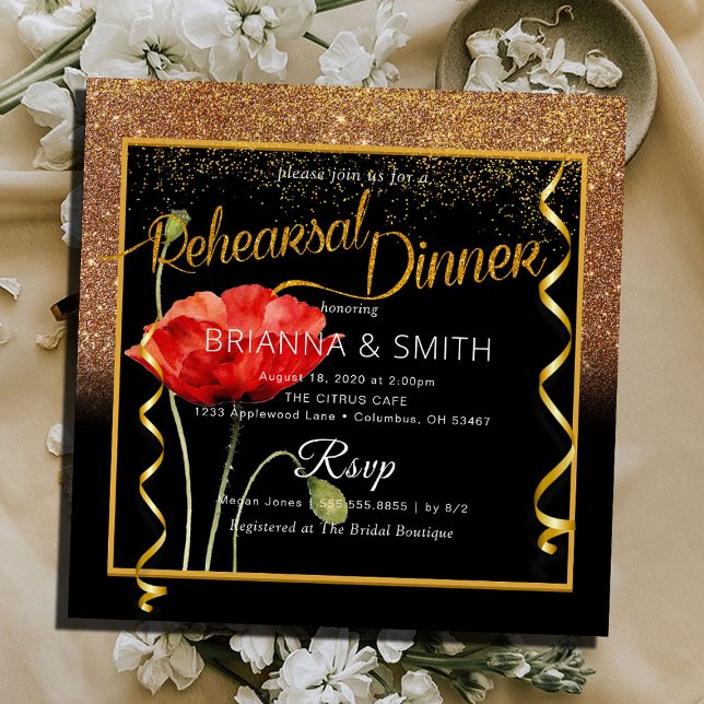 Invitación Delicada caligrafía de oro ensayo cena (Subido por el creador)