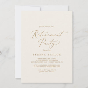 Invitación Delicada caligrafía de oro Fiesta de Jubilación