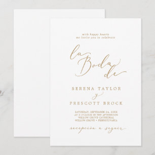 Invitación Delicada caligrafía de oro La Boda De Boda