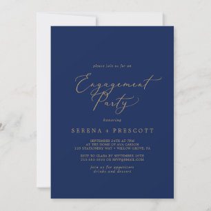 Invitación Delicada caligrafía de oro   Partido de compromiso