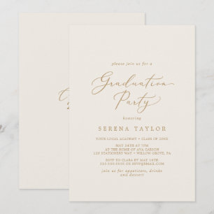 Invitación Delicada caligrafía de oro Partido de Graduación
