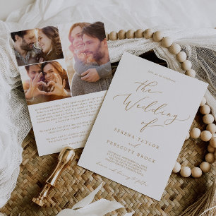 Invitación Delicada caligrafía de oro Propuesta Boda de histo