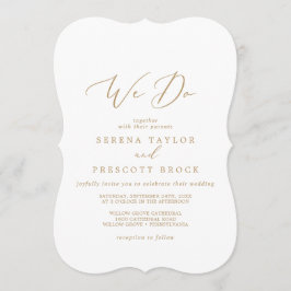 Invitación Delicada caligrafía de oro que hacemos Boda