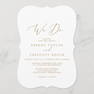 Invitación Delicada caligrafía de oro que hacemos Boda