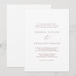 Invitación Delicada caligrafía de oro Rosa Boda tradicional