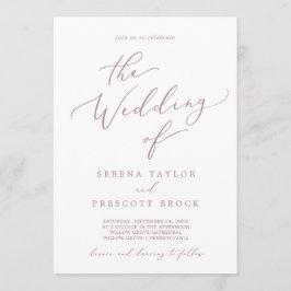 Invitación Delicada Caligrafía De Oro Rosa El Boda De