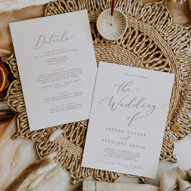 Invitación Delicada Caligrafía De Oro Rosa En Un Boda (Subido por el creador)
