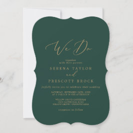 Invitación Delicada caligrafía de oro | Verde que hacemos Bod