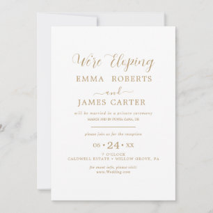 Invitación Delicada Caligrafía en Oro   Recepción de Elopamie