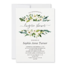 Delicada caligrafía floral blanca ducha de lencerí