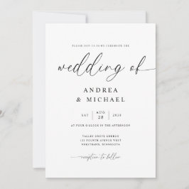 Invitación Delicada Caligrafía Moderna Boda Todo en Uno