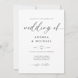 Invitación Delicada Caligrafía Moderna Boda Todo en Uno