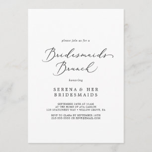 Invitación Delicada caligrafía negra Bridesmaids Brunch