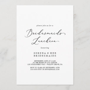 Invitación Delicada caligrafía negra Bridesmaids Luncheon