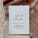 Invitación Delicada caligrafía negra dulce dieciséis cumpleañ<br><div class="desc">Esta delicada caligrafía negra dulce invitación de dieciséis años es perfecta para una fiesta moderna de 16 años. El romántico diseño minimalista presenta una bonita y elegante tipografía negra sobre un fondo blanco con un aspecto limpio y sencillo.</div>