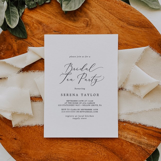 Invitación Delicada caligrafía negra Fiesta de té de novia (Subido por el creador)