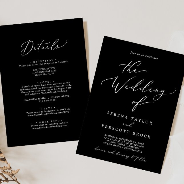Invitación Delicada Caligrafía Negra Oscura En Un Boda (Subido por el creador)