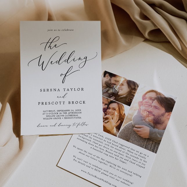 Invitación Delicada caligrafía negra propuesta Boda de histor (Subido por el creador)