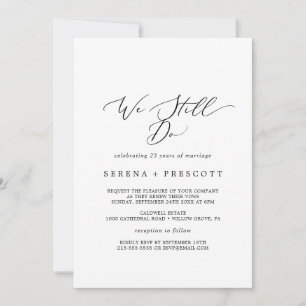 Invitación Delicada Caligrafía Negra Renovación de Votos We S