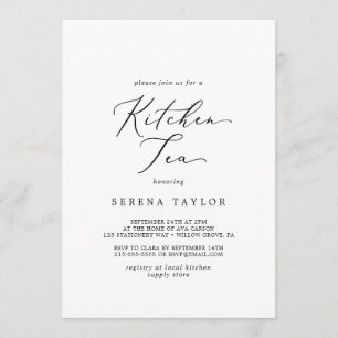 Invitación Delicada caligrafía negra té de cocina
