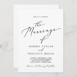 Invitación Delicada Caligrafía Negra Todo En Un Matrimonio