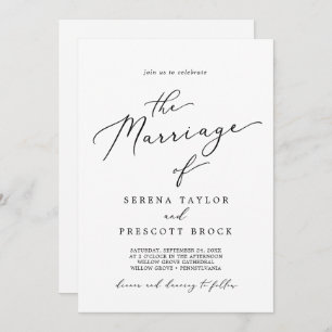 Invitación Delicada Caligrafía Negra Todo En Un Matrimonio