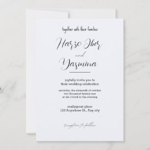Invitación Delicada caligrafía negra, todo en un solo Boda
