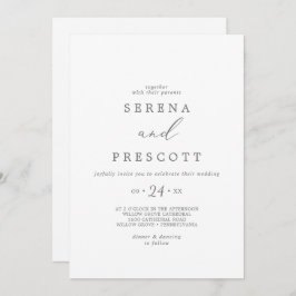 Invitación Delicada caligrafía plateada Boda casual