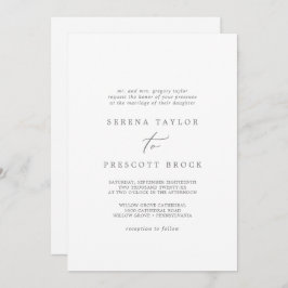 Invitación Delicada caligrafía plateada Boda tradicional