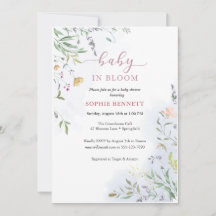 Invitación delicada de baby shower floral