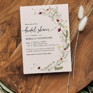 Invitación Delicada ducha de flores salvajes botánicas