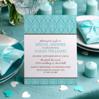 Delicada ducha de matrimonio de damasco azul