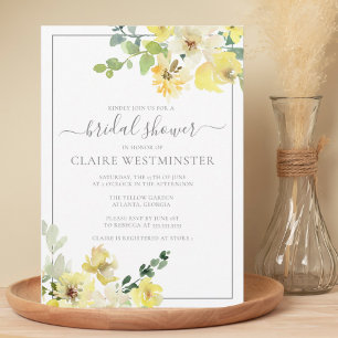 Invitación Delicada ducha de novia en el jardín floral amaril