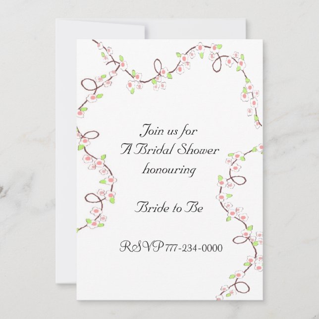 Invitación Delicada ducha de novia en flor (Anverso)