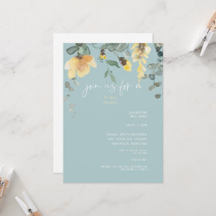 Invitación Delicada ducha de novia floral de peones amarillos