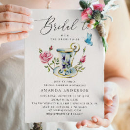 Invitación Delicada ducha de novias florales con elegante esc